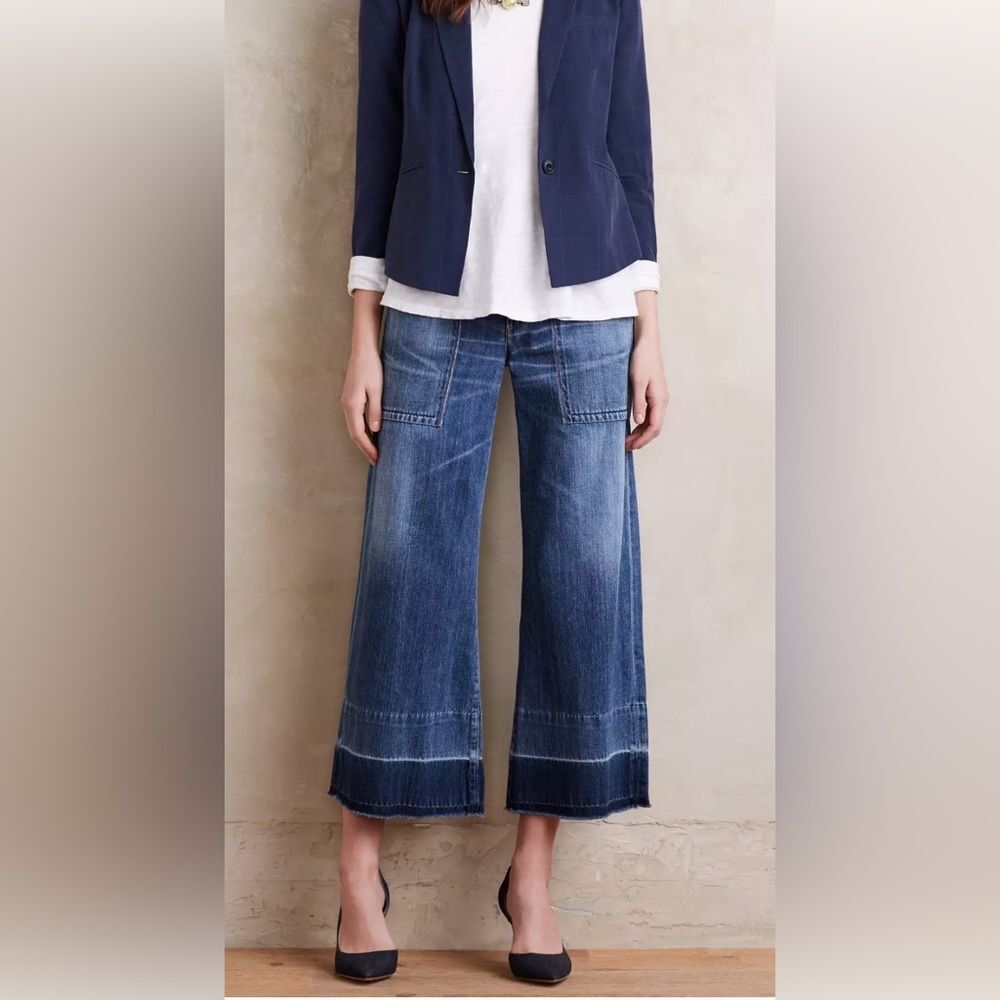 Jag Women's Sz 4 Wide Leg Ankle Crop Stretch Blue Jeans